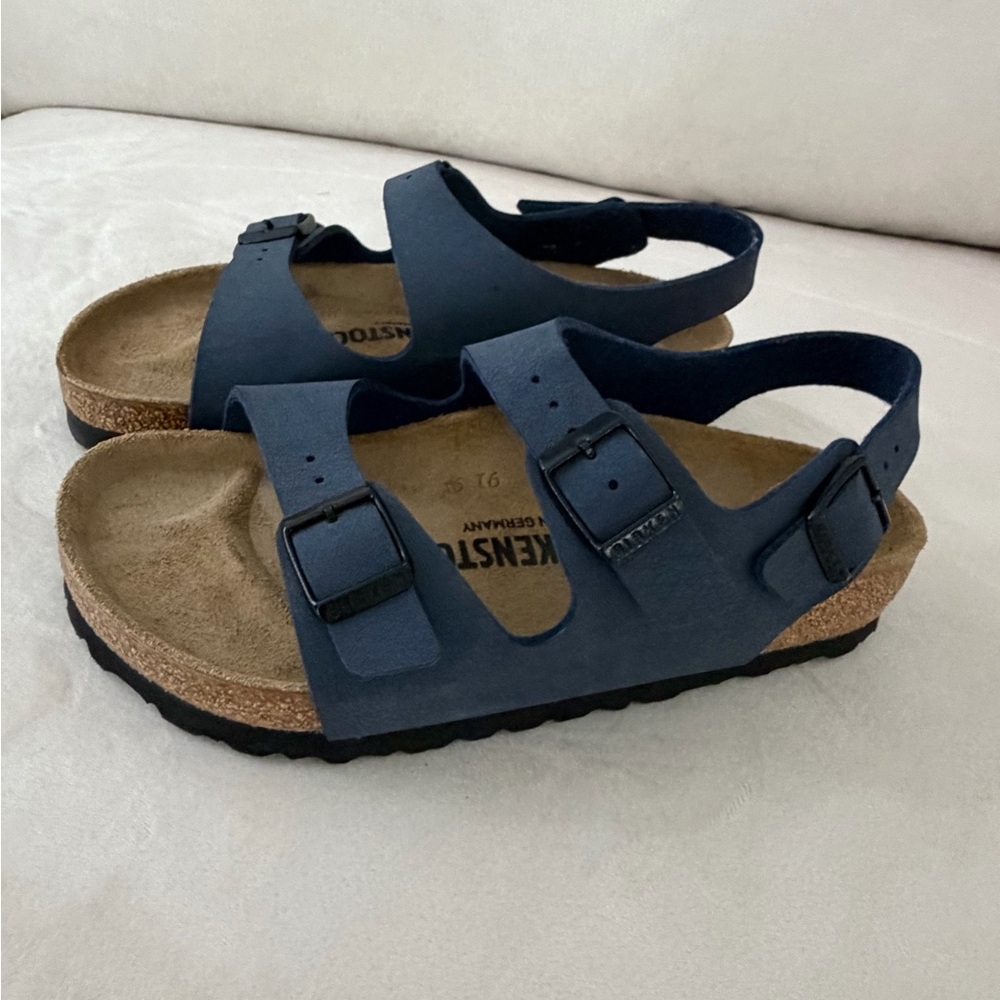 Woman  Navy Cork Footbed Sandals with Adjustable Straps